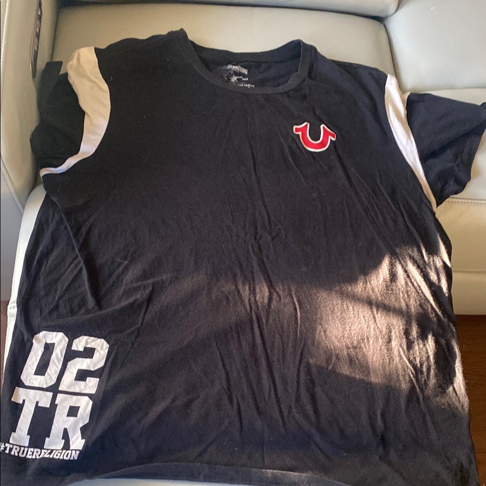 Vintage True Religion Men's Black T-Shirt